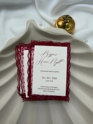 Kına Davetiyesi  Bordu Dantelli - <b class=red>ELS</b>-0<b class=red>006</b>